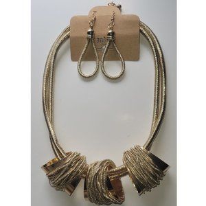 Faux Gold Costume Necklace and Pierced Earring set